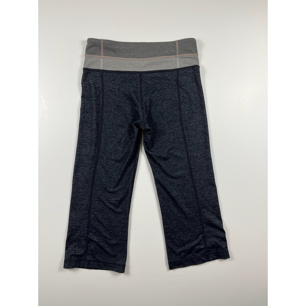 Lululemon Grey Space Dye Crop Leggings Wide Waistband Size 2 Activewear